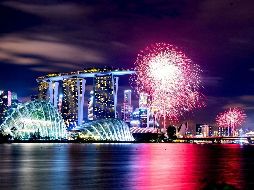 Singapore skyline at night